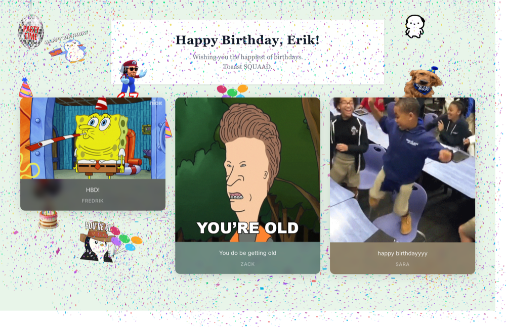 A birthday card made with Toaast — “Happy Birthday, Erik!”